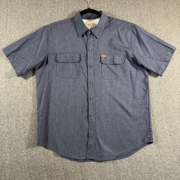 Orvis Shirt Mens Large Blue Short Sleeve Button Up Performance Outdoor Pocket - Picture 11 of 11